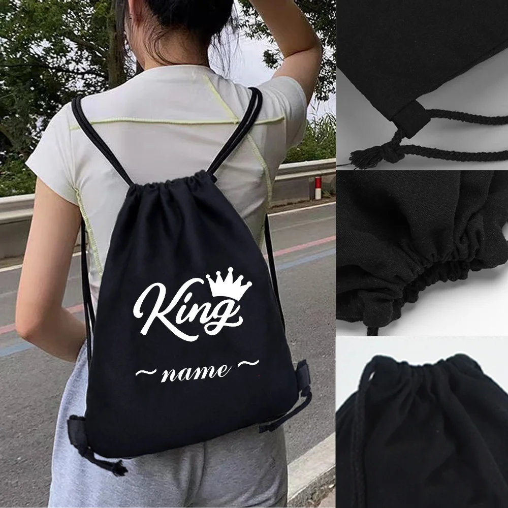 Mochila con cordón ligera portátil con nombre personalizado, bolsas de gimnasio plegables, bolsa deportiva de gran capacidad, Unisex