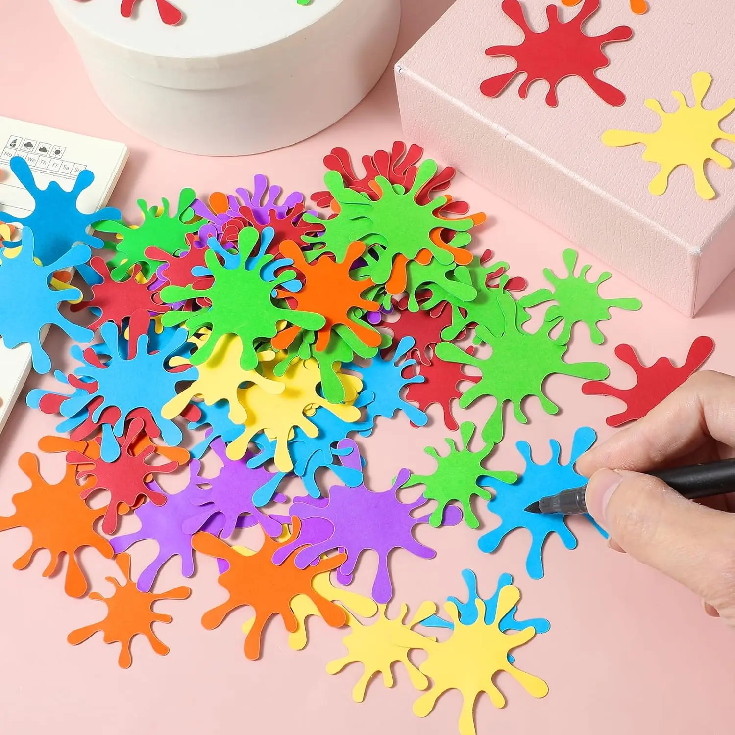 100 Pcs Colorful Paint Splatter Paper Cutouts for Art Painting Theme Birthday Party Decorations Bulletin Board Class Decoration - view 5
