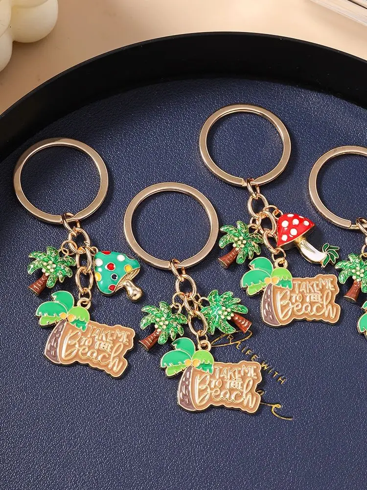 Aihua Niedlicher Sommer-Strand-Kokosnussbaum-Schlüsselanhänger für Frauen und Mädchen, Handtaschenanhänger, Schlüsselanhänger für den Strand, Urlaubs-Schmuckgeschenke – Detail 1
