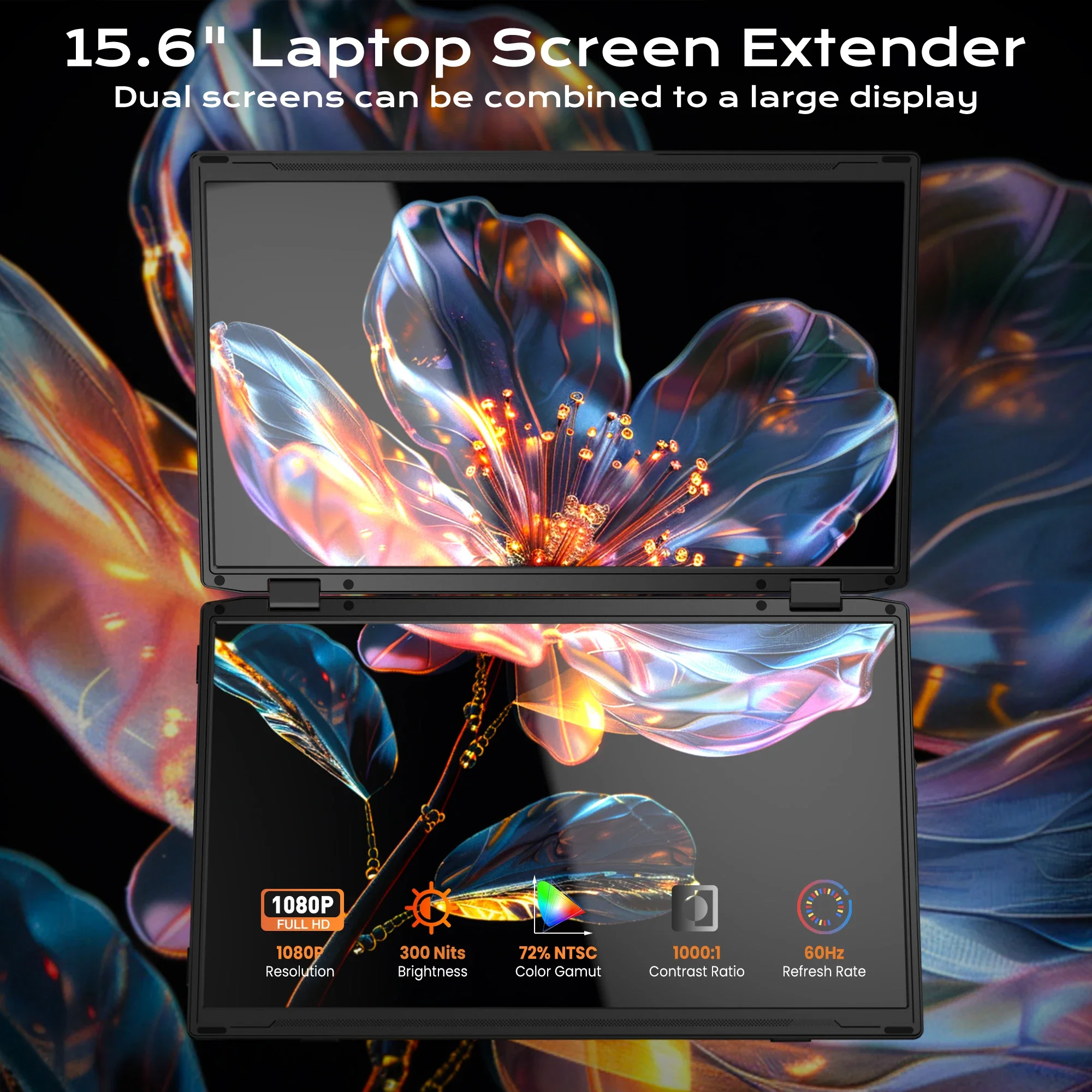 Best Seller 15.6 Inch Portable Laptop Triple Fold Screen Laptop Screen Extender Dual Monitors 360° Foldable Design