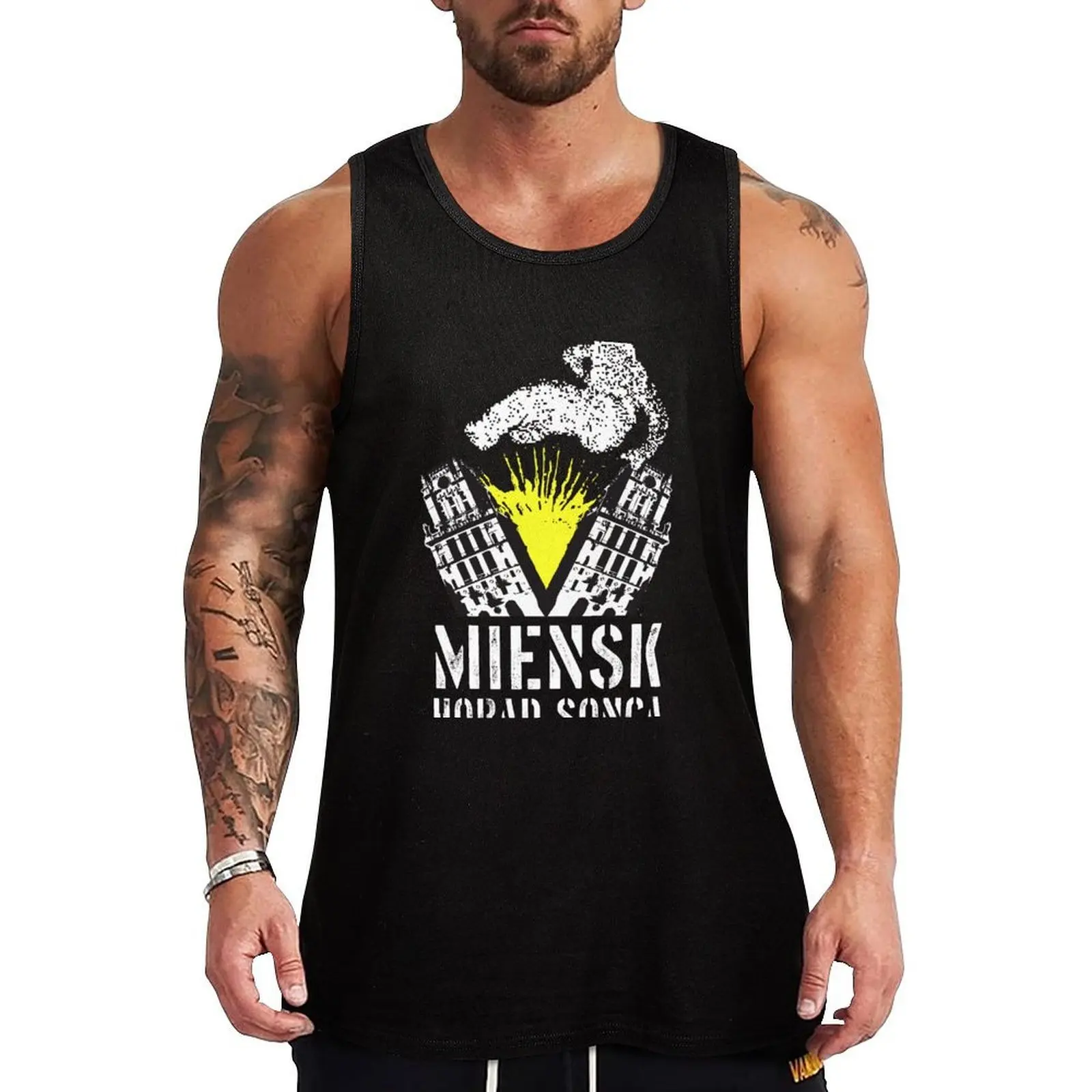 Miensk — horad sonca Camiseta sin mangas para gimnasio y fitness, camiseta ligera de secado rápido