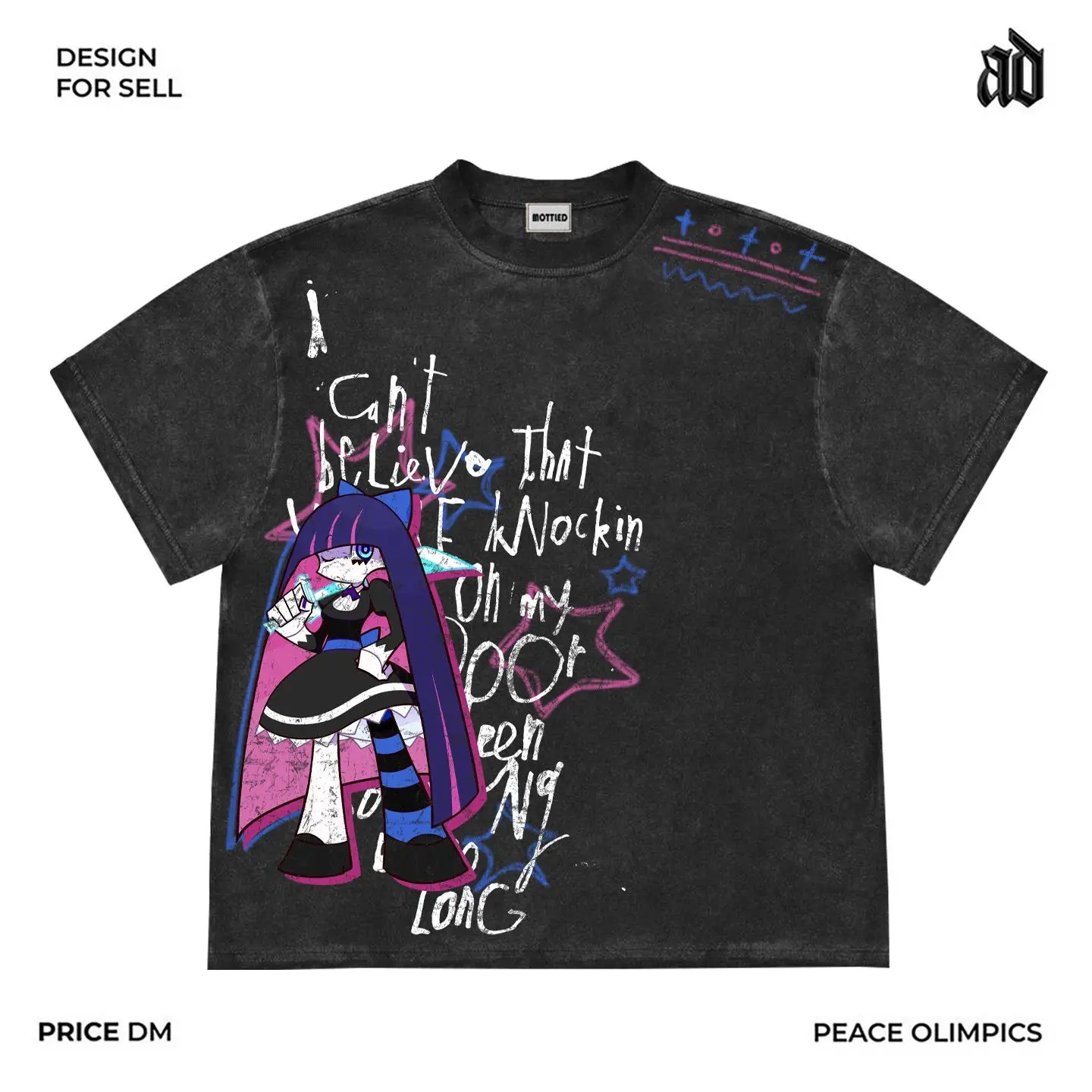 New ‌‌Panty & Stocking with Garterbelt  Printed Cute Anime Short Sleeve Harajuku Style Street Wear T-shirt Tops