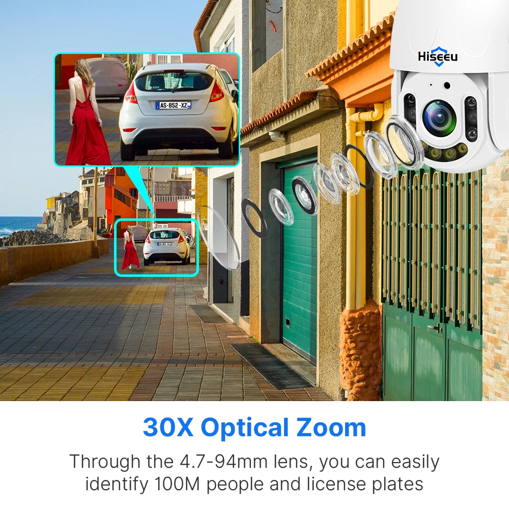 5mp 30X Optical Zoom PTZ WiFi IP Security Surveillance Camera Wireless CCTV 2-Way Audio Record Outdoor Street IP66 Waterproof