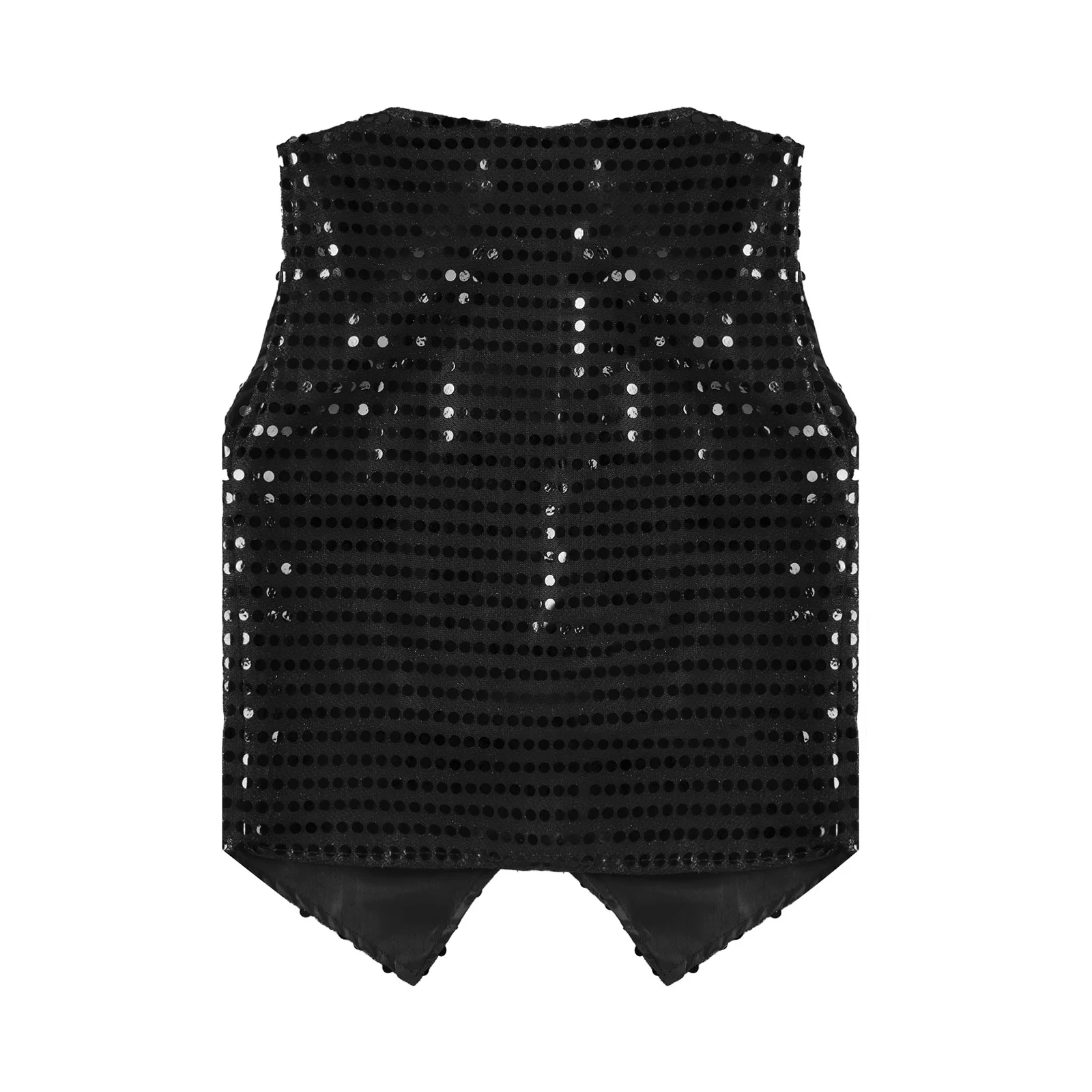 Kids Adults Hip Hop Jazz Street Dance Choir Performance Vest Shiny Sequin Waistcoat Halloween Party Magician Cosplay Costume