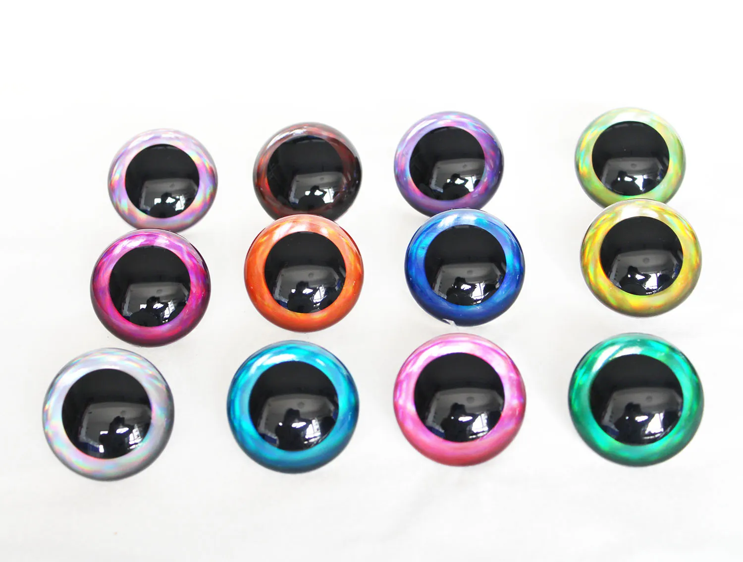

100pcs 18mm 20mm 30mm 40mm 50mm 60mm round clear toy safety glitter eyes with glitter fabric with hard washer D12