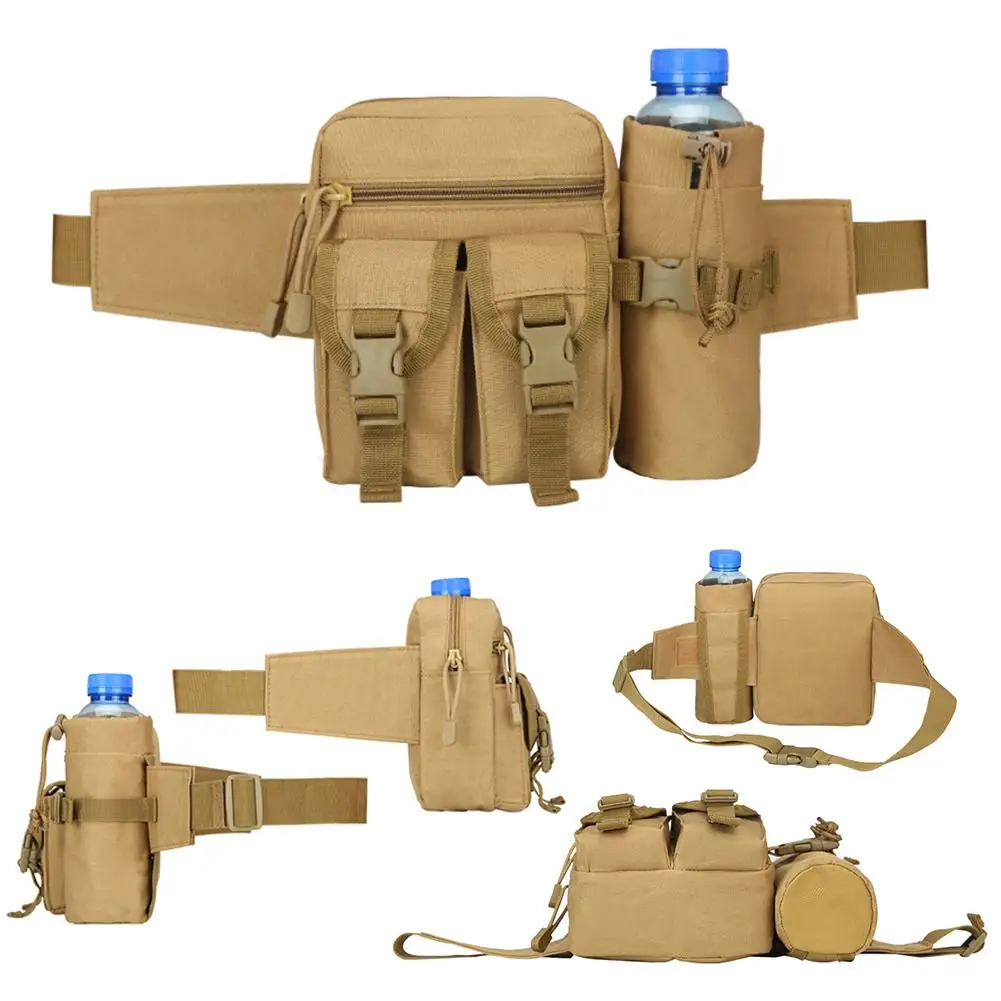 Sac banane tactique d'extérieur, sac de taille tactique, sac banane de pêche en plein air avec porte-bouteille d'eau, pour Camping et randonnée
