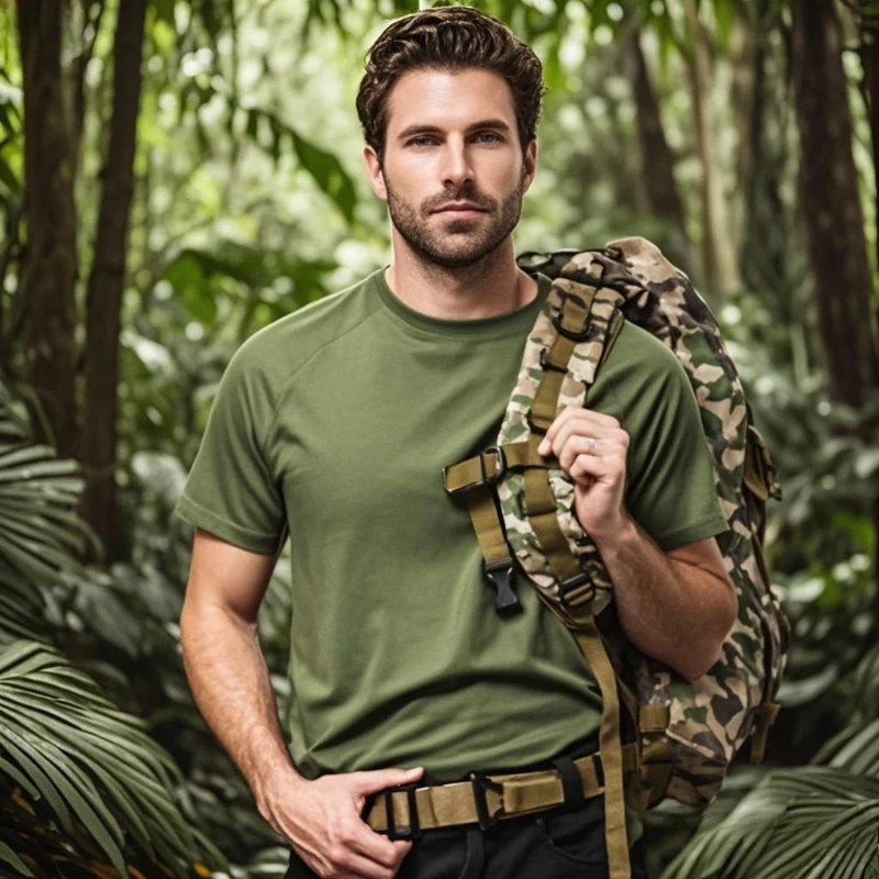 

Quick Drying Tactical T-shirt Men Summer Solid Multi-functional Arm Pockets Military Short Sleeve Breathable Blouse Training Top