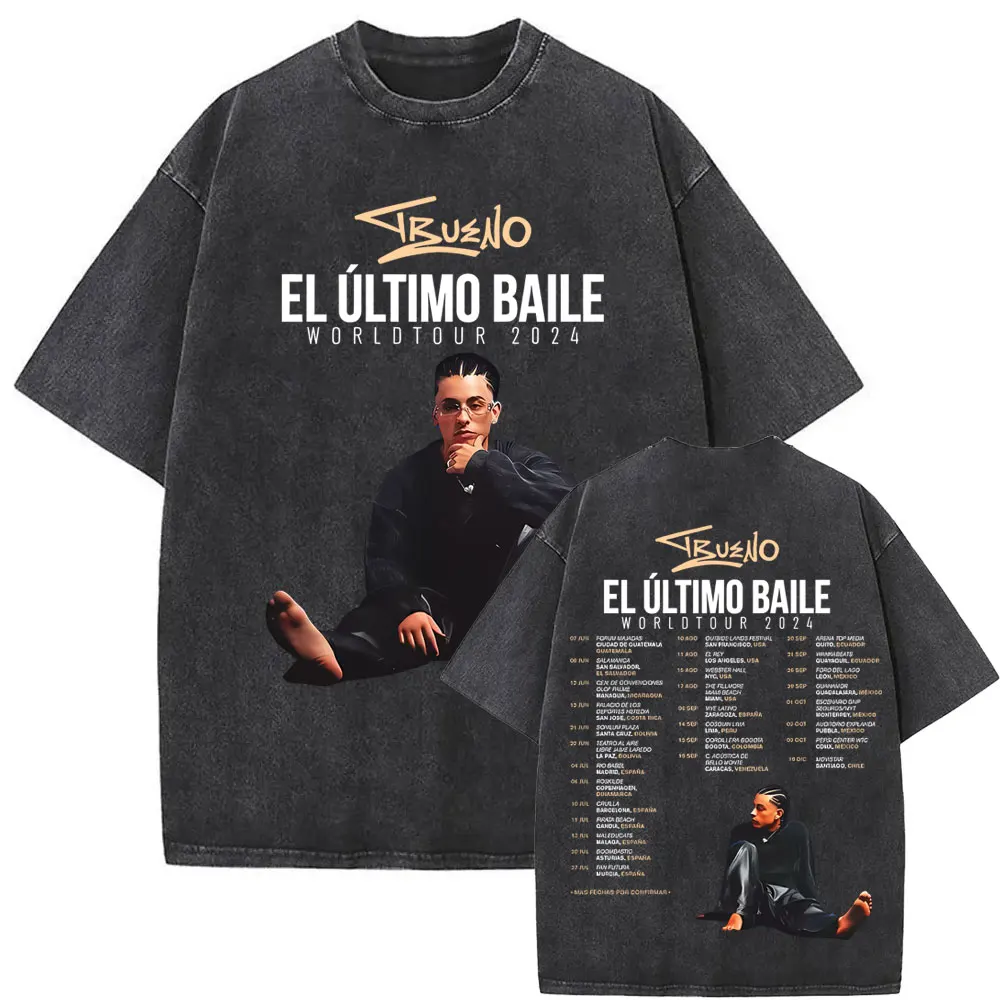 Washed Vintage Rapper Trueno El Ultimo Balie World Tour 2024 T Shirt Men Women Hip Hop Oversized T-shirts Men's Fashion Tshirt