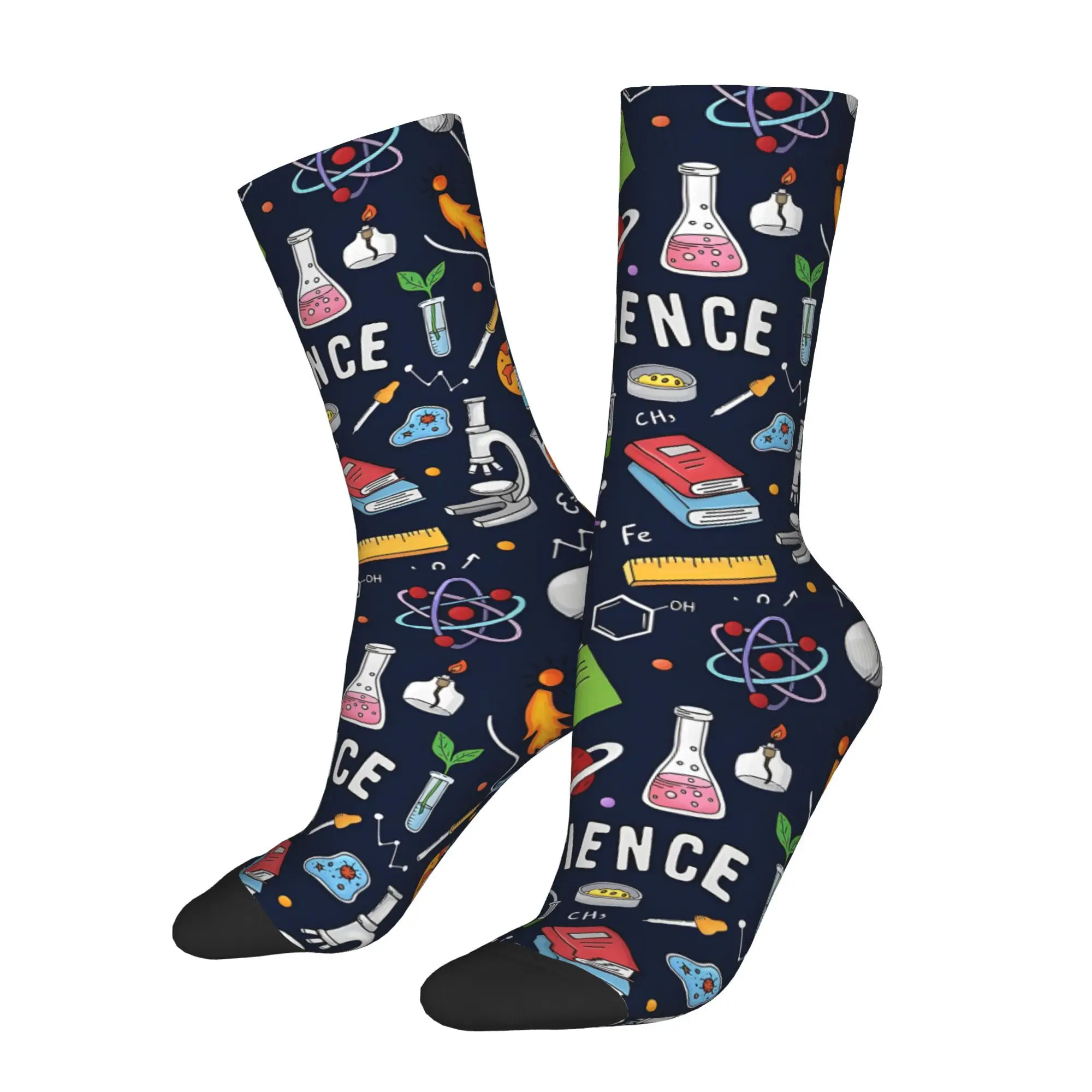 1pc Amazing Science Printed Men's Socks  Novelty Hip Hop Harajuku Pattern Crew Sock Casual Gift