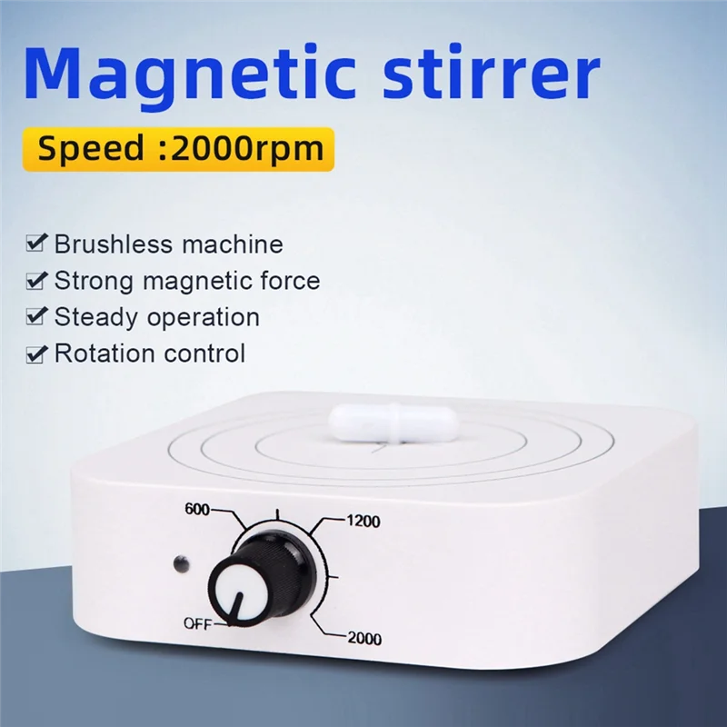 VO-W601 Mini Magnetic Stirrer 2000RPM Adjustable Speed Lab Mixer With Brushless Motor For Laboratory & Home Use EU Plug
