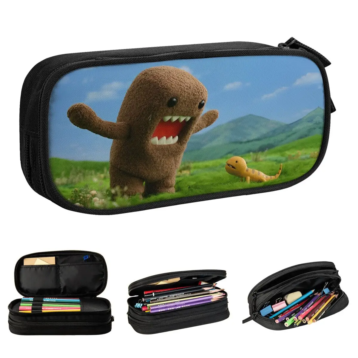 Lustiges Domo Kun Niedliches Eidechsen-Federmäppchen Neue Stiftbox Tasche für Mädchen und Jungen Große Aufbewahrung Schulbedarf Geschenk Stiftebox