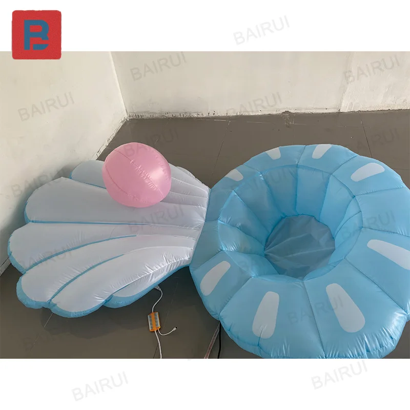 Conchas azules inflables, modelos de aire animal, con sopladores, accesorios de decoración para eventos a gran escala al aire libre y pueden iluminar