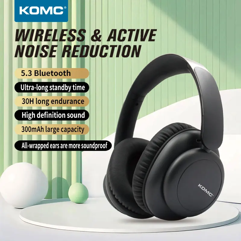 

New Model Strong bass Bluetooth Headsets V5.3 Type-c Active Noise Canceling Earphone subwoofer wireless TWS ANC headphones