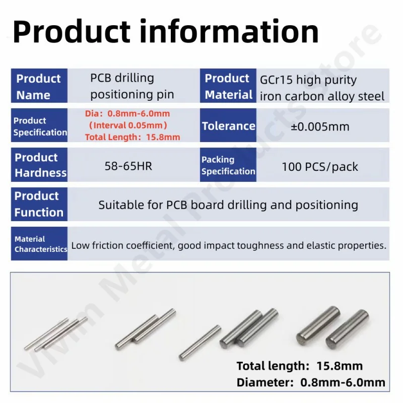 Pcb Armatuur Positionering Pin Lengte 15.8Mm 5.0-6.0Mm Rvs Hardware Tool Cilindrische Paspen Metalen Verwerking Onderdelen