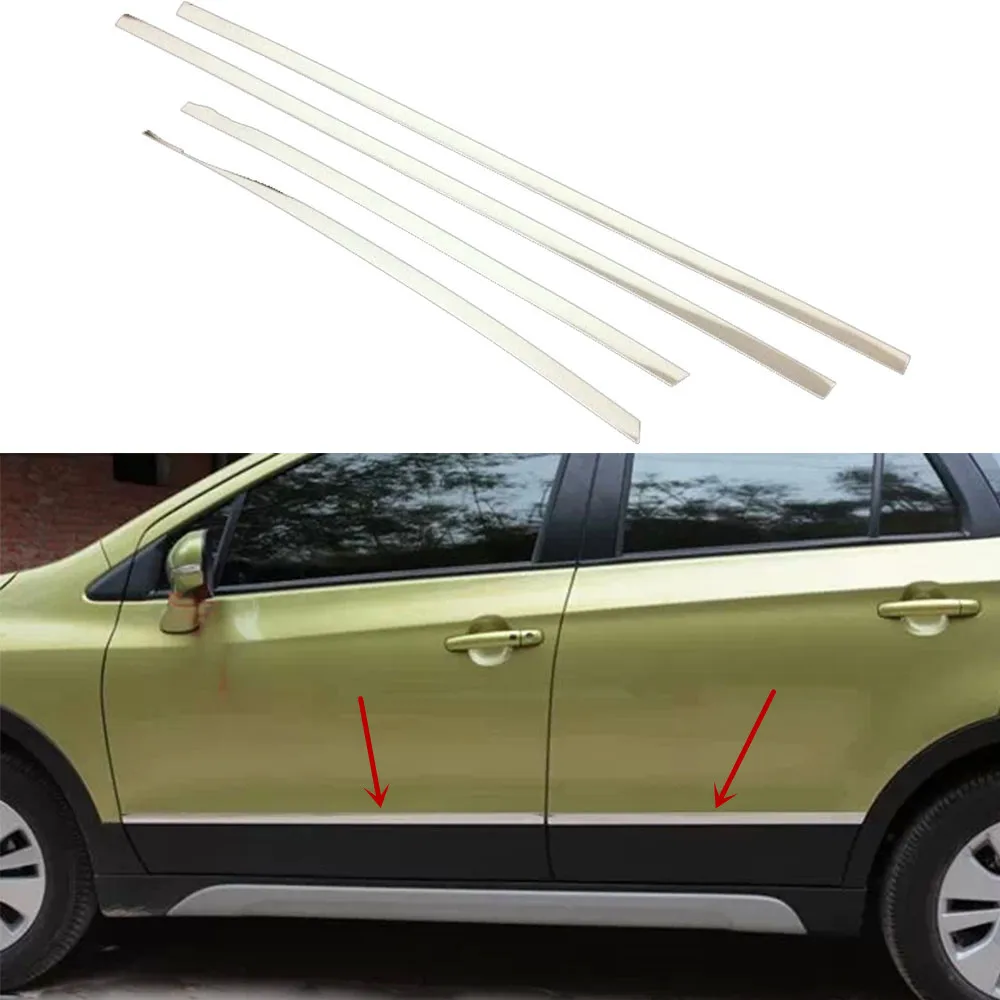 For Suzuki S-Cross SCross SX4 2017 2018 2019 2020 2021 Cover Stainless Steel Side Door Body Trim Frame Stick Strip Streamer 4PCs