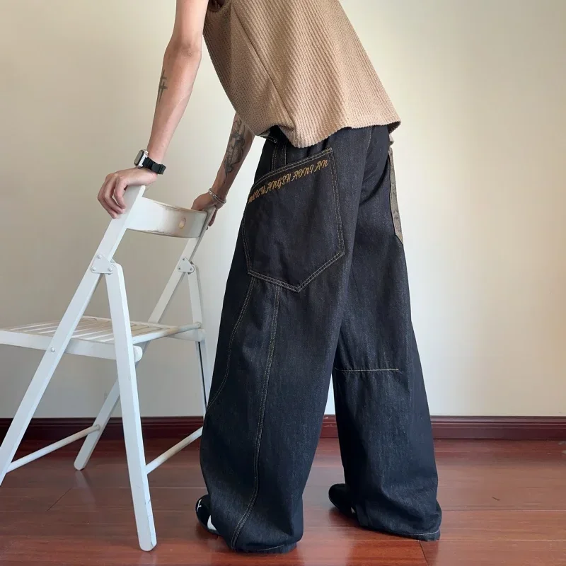 Scimitar-Jeans mit mehreren Taschen, Schlangenmuster, Teenager, Sommer, lockeres, weites Bein, amerikanische, trendige Marke, gerades Bein, Bodenhose, S-3XL