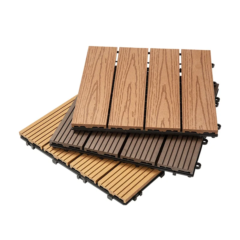 Waterproof DIY wood-plastic composite wood-plastic floor interlocking outdoor indoor pavement brick 300 * 300mm wholesale