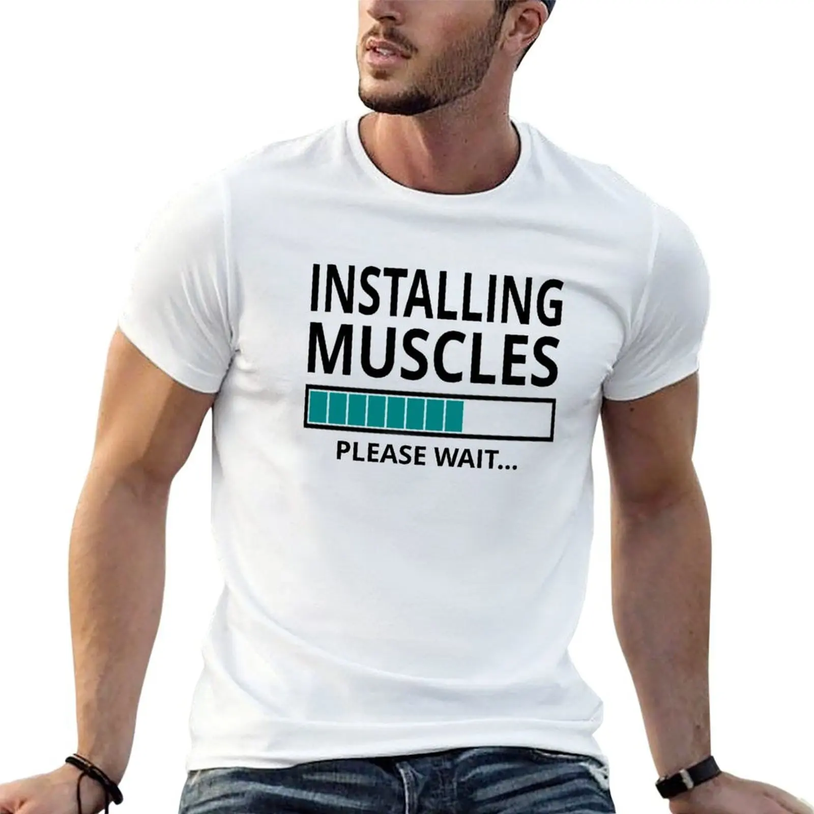 

Installing Muscles Please Wait T-Shirt men t shirt cotton 100% t shirt man cotton T-Shirt