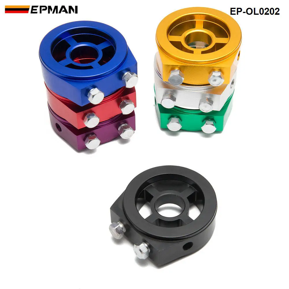 EPMAN Sport Oil Cooler Filter Sandwich Plate Adapter Spin-on Oil Filter And Filter Pad On Engine Block Billet Aluminum EP-OL0202