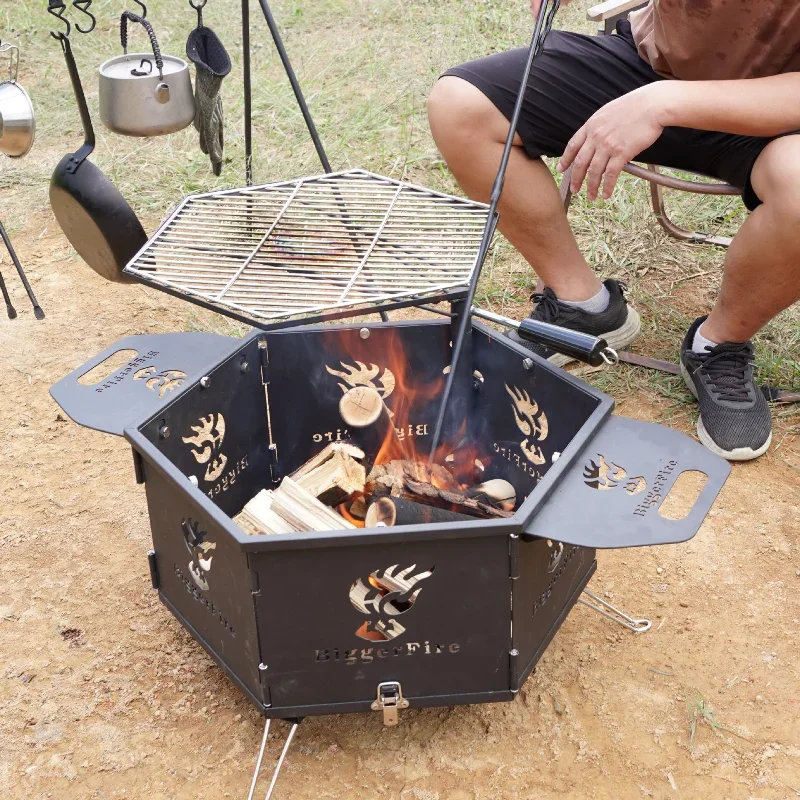 Multifunctional Charcoal Cooking Furnace for Home Outdoor Barbecue Rack Camping Picnic Backyard Patio Activities Equipment