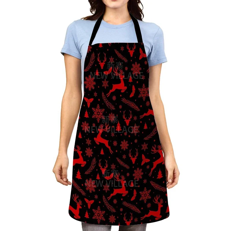 1Pcs Black Cute Cat Pattern Kitchen Sleeveless Aprons Cotton Linen Bibs 55*68cm Household Women Cleaning Pinafore Home Cooking