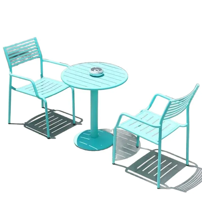 

Nordic all-aluminum tables and chairs, courtyard backrest, one table and four chairs, milk tea shop outdoor commercial
