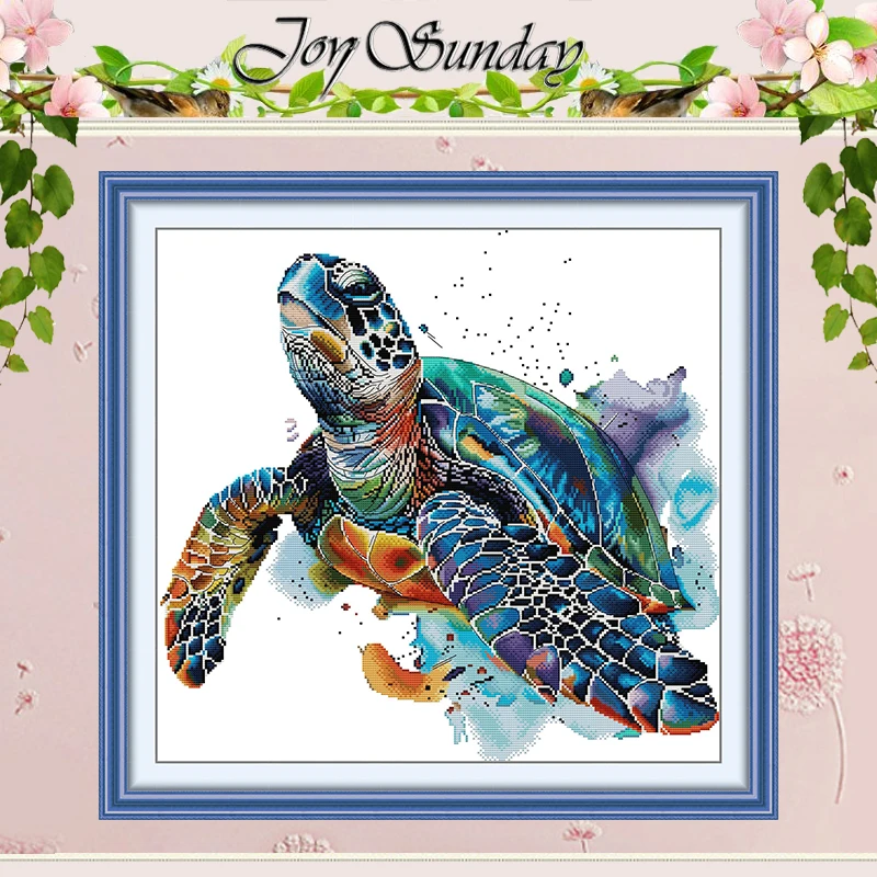 

Turtles Patterns Counted Cross Stitch Set DIY 11CT 14CT 16CT Stamped DMC Cross-stitch Kit Embroidery Needlework Home Decor