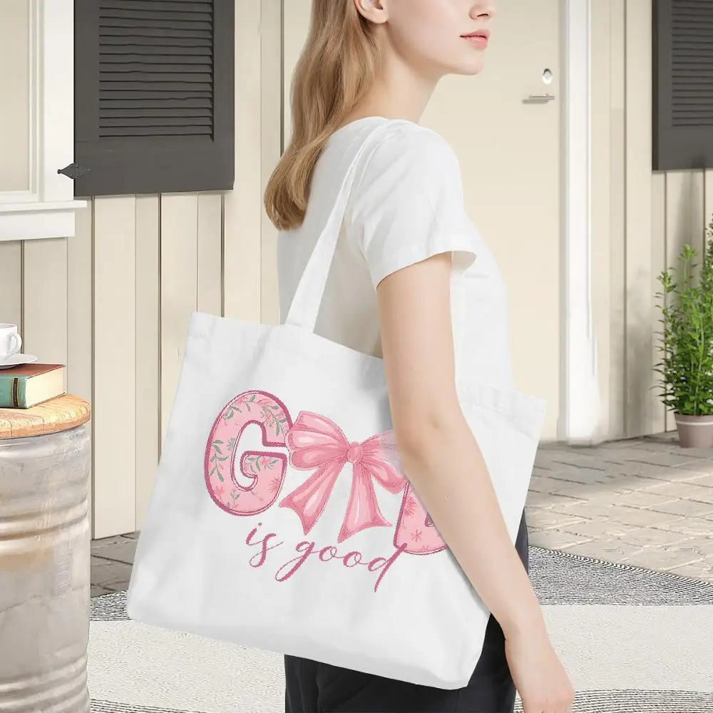 Tote "Dios es buena". Diseño de versículo bíblico para comestibles, escuela y trabajo. Un regalo fiel.