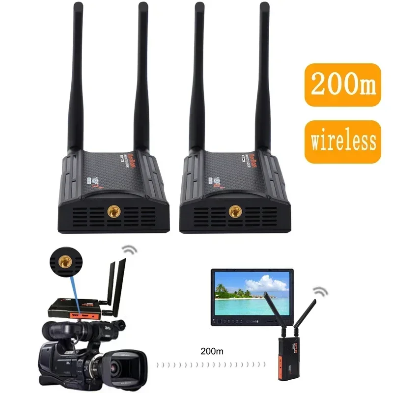 Przedłużacz HDMI 200 m Nadajnik bezprzewodowy Odbiornik Transmisja na żywo Udostępnij dla kamery wideo Kamera PC do monitora telewizora