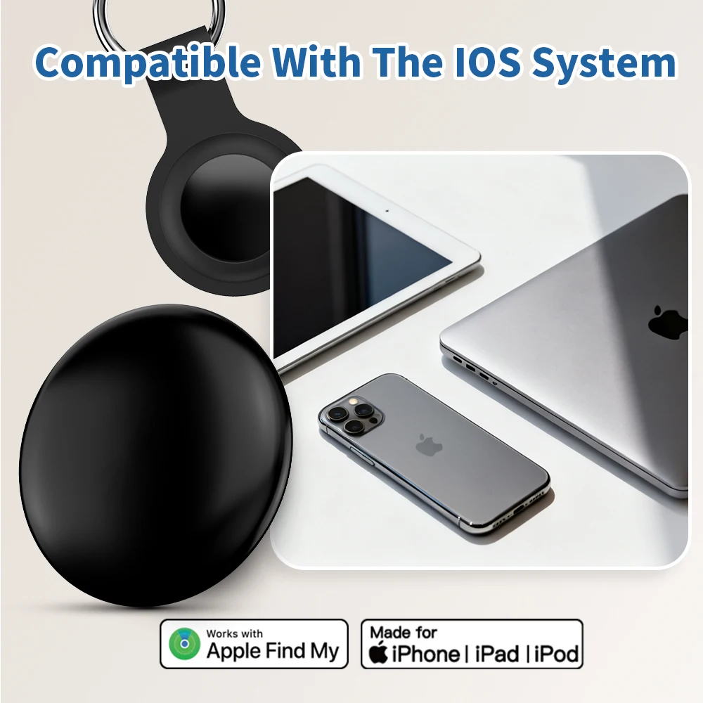 Waterproof Tracker for Apple Find My App–Anti-Lost Smart Tag (iOS)–75dB Loud Buzzer Remote Finder–Locate Keys Wallet Car Pets