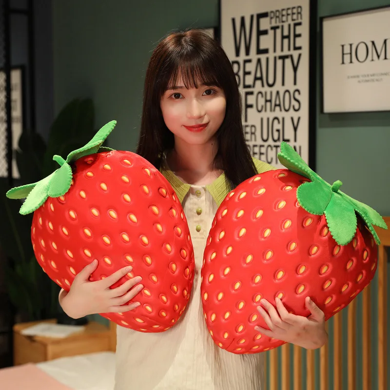 

35Cm Lifelike Strawberry Plush Toy Simulation Strawberry Pillow Fruit Doll Kids Soft Sofa Cushion Home Decor Gift for Girlfriend