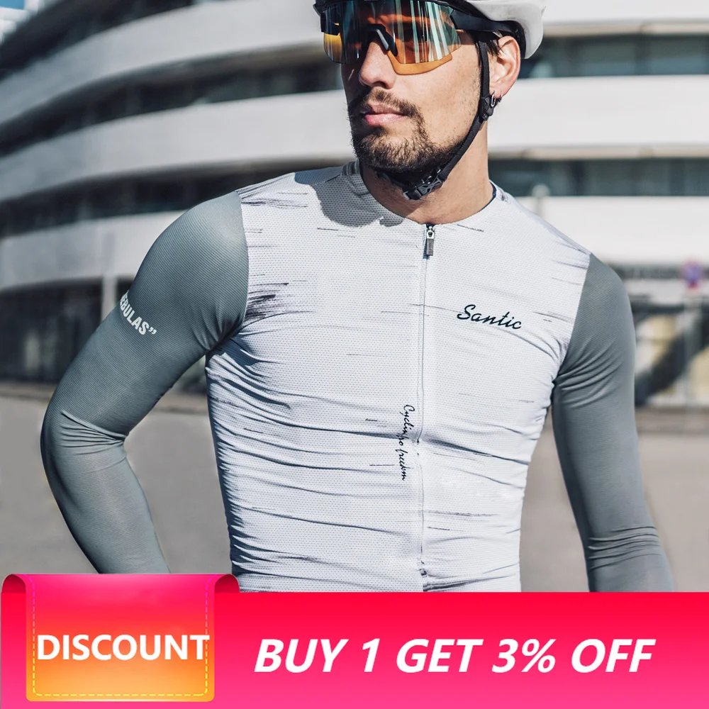 santic-men's-cycling-jerseys-anti-pilling-long-sleeve-cycling-suit-highway-bicycle-professional-cycling-jerseys