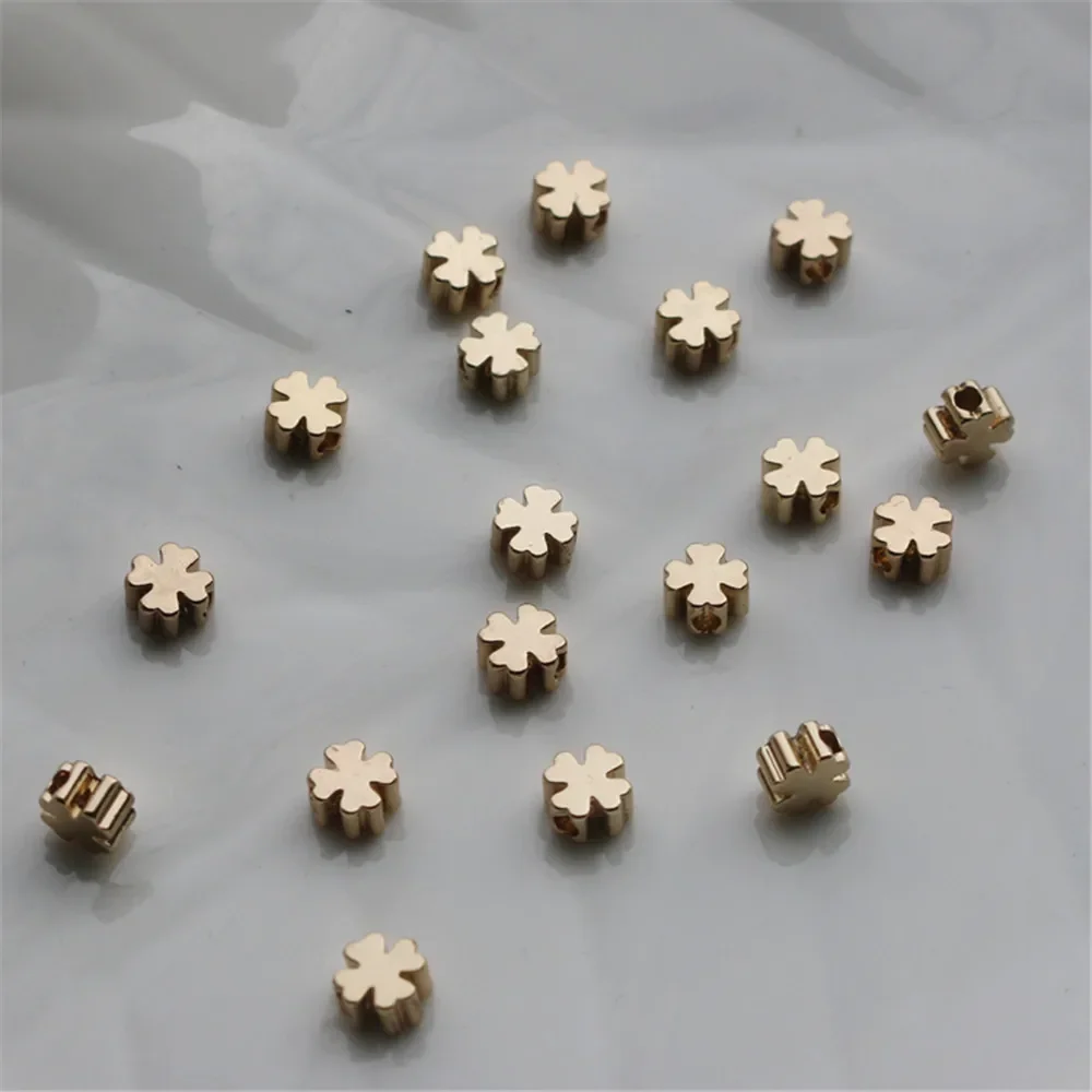 10pcs/lot 14K Gold Color Plated Cruciferous clover 5mm color preserving accessories DIY jewelry bracelet necklace manual