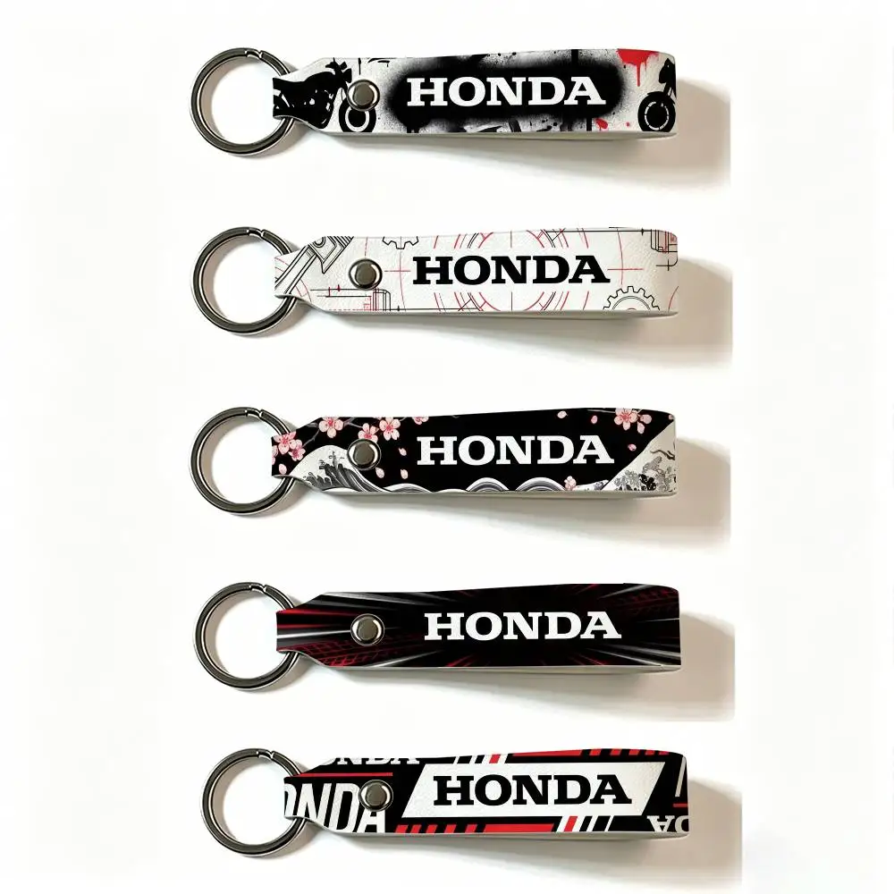 

FOR HONDA RACING RIDE PU Leather Keychain Minimalist Key Holder Durable Key Organizer Car Keys Bag Accessories Gift