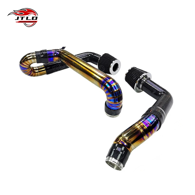 JTLD New Titanium Alloy Exhaust System Muffler Cold Air Intake Kit For S55 Engine F80 M3 F82 M4 1mm Thick Front Mount
