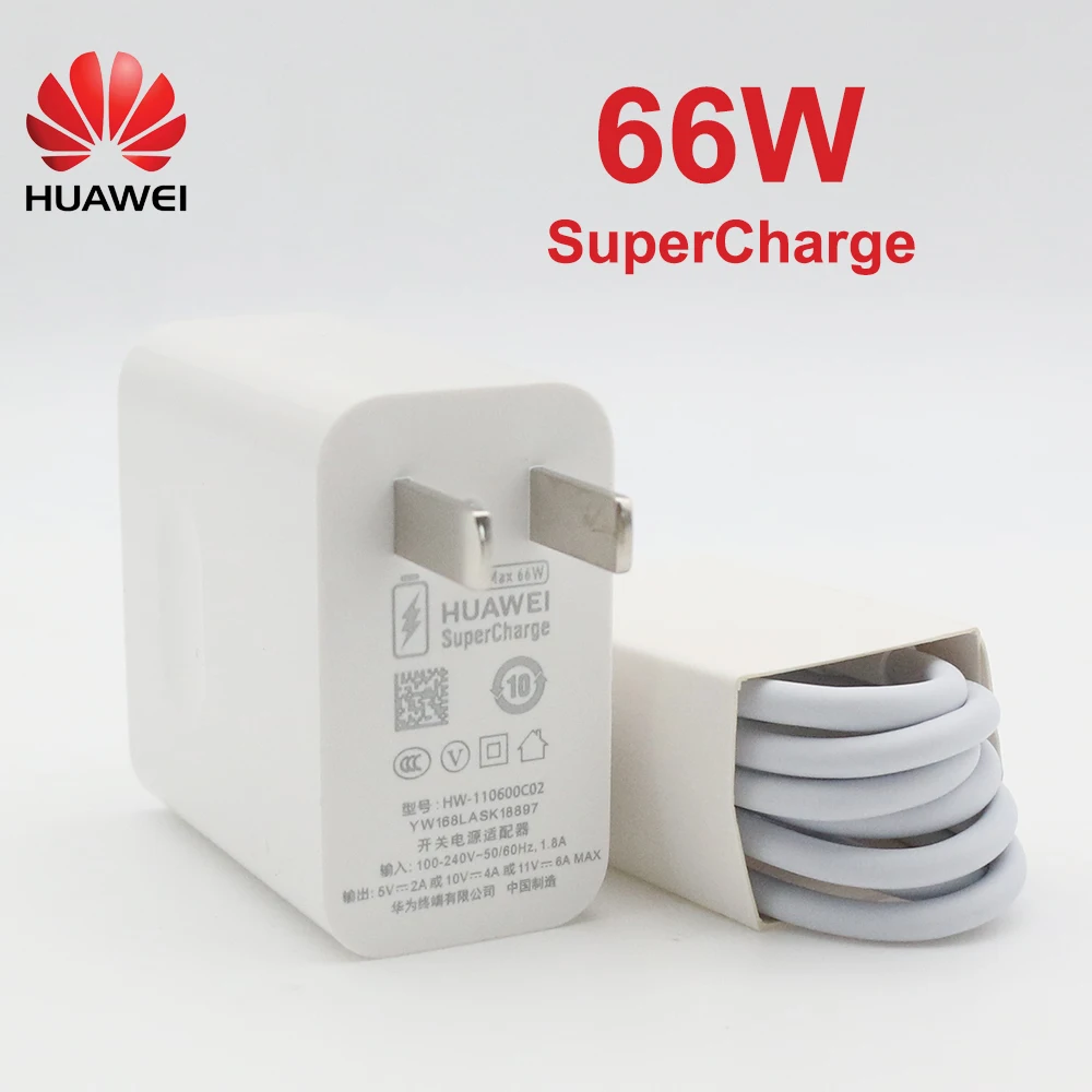 Original HUAWEI 66W EU US Supercharge Fast Charger Travel Adapter 6A Type C Cable For HUAWEI P50 P40 P30 Mate 40 Pro Honor 50