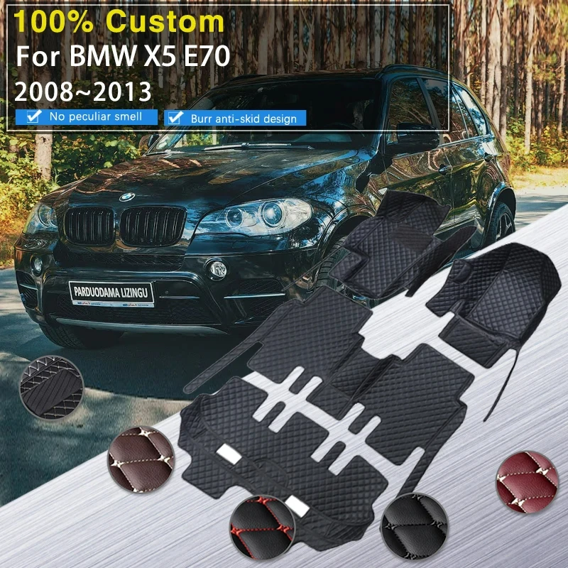 

Car Floor Mats Fit For BMW X5 E70 MK2 2008 2009 2010 2011 2012 2013 7seat Luxury Rug Leather Foot Covers Carpet Auto Accessories