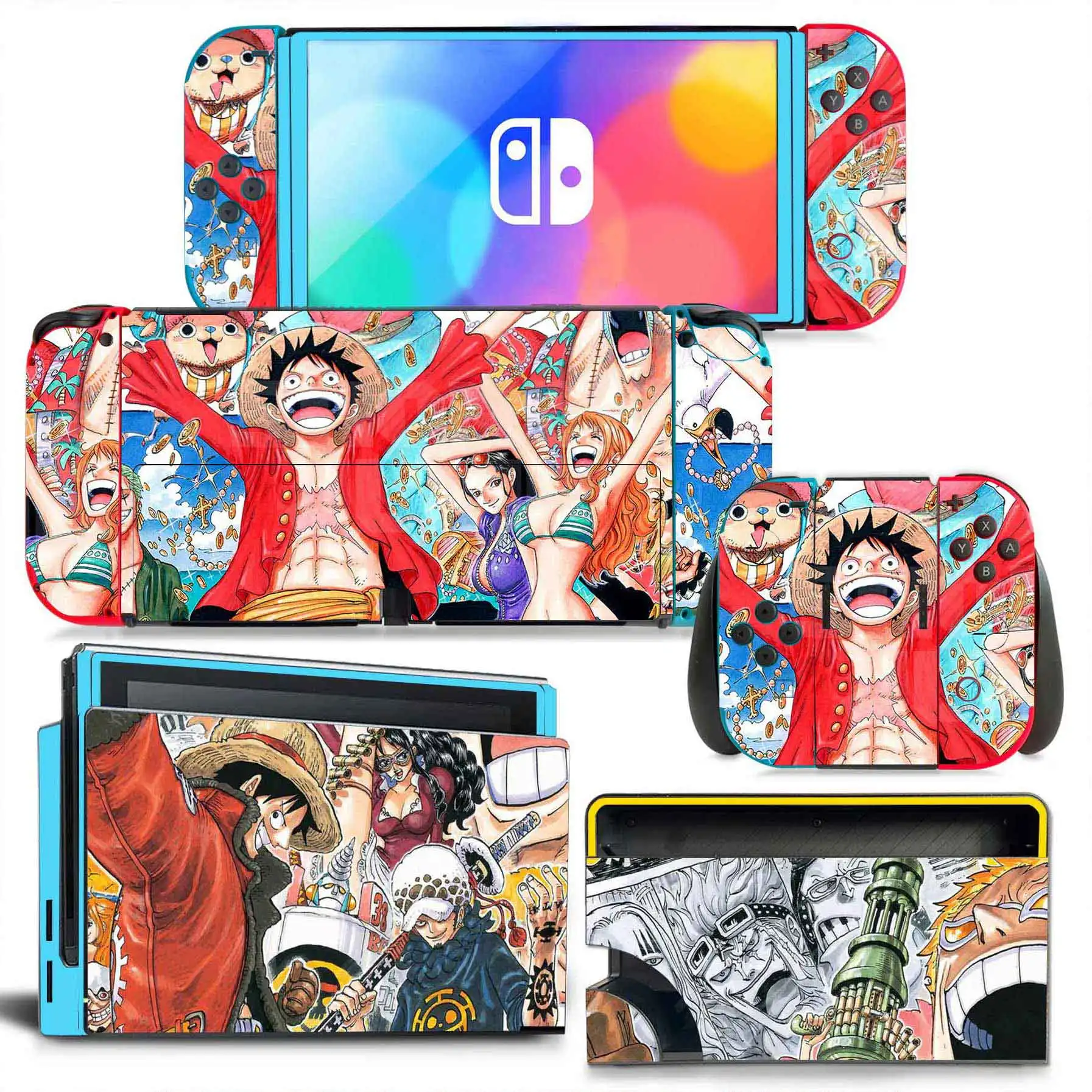 

One Piece Luffy Dragon Ball Goku Cover Sticker Decal for Nintendo Switch OLED Console Joy-con Controller Dock Skin Vinyl