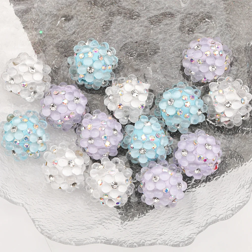 

DIY Jewelry Findings: 40Pcs Cordial Design 20x20mm Rhinestone Effect Flower Beads - Handmade Polymer Clay Craft