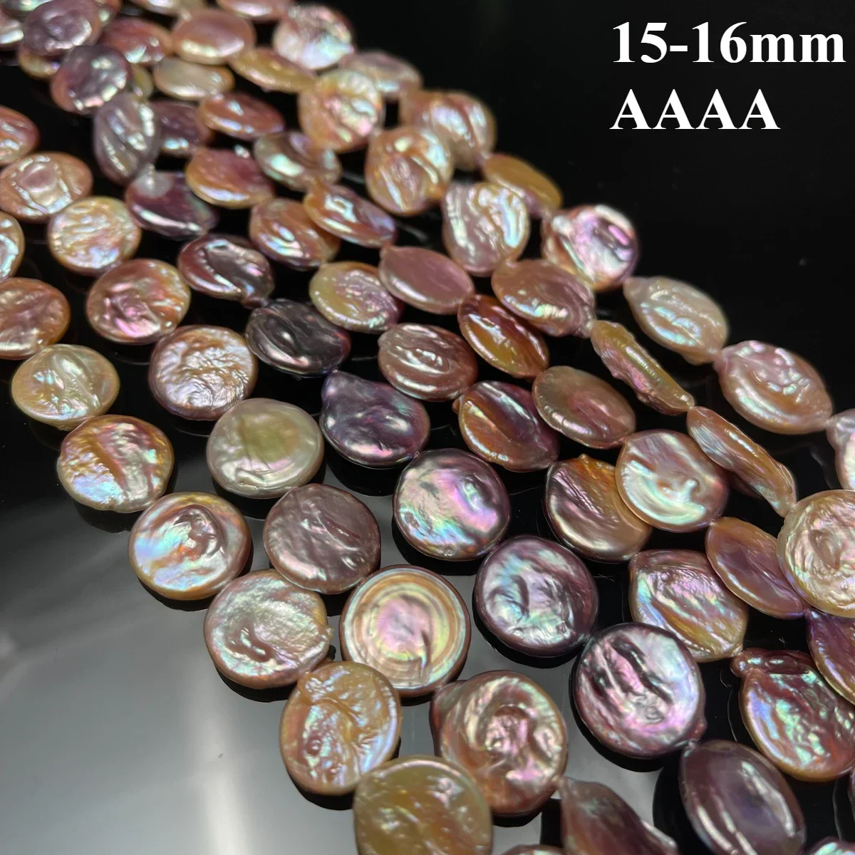 15-16mm 4A 뜨거운 판매 천연 담수 보라색 진주 바로크 라운드 완벽한 구슬 쥬얼리 DIY 목걸이 팔찌 액세서리 만들기