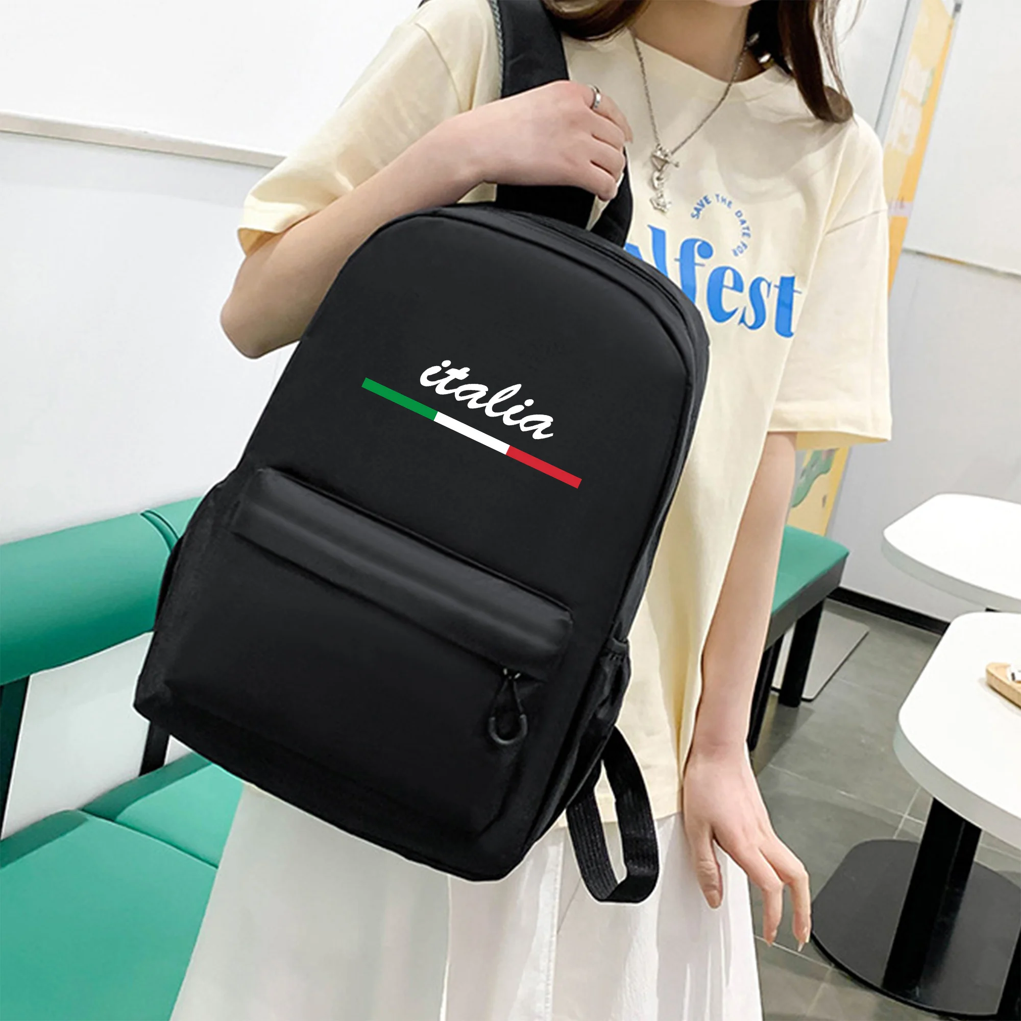 Italia Print Backpacks for Boys Girls Casual Zipper Lightweight Laptop Bag Large Capacity Travel Backpack Halloween Gift