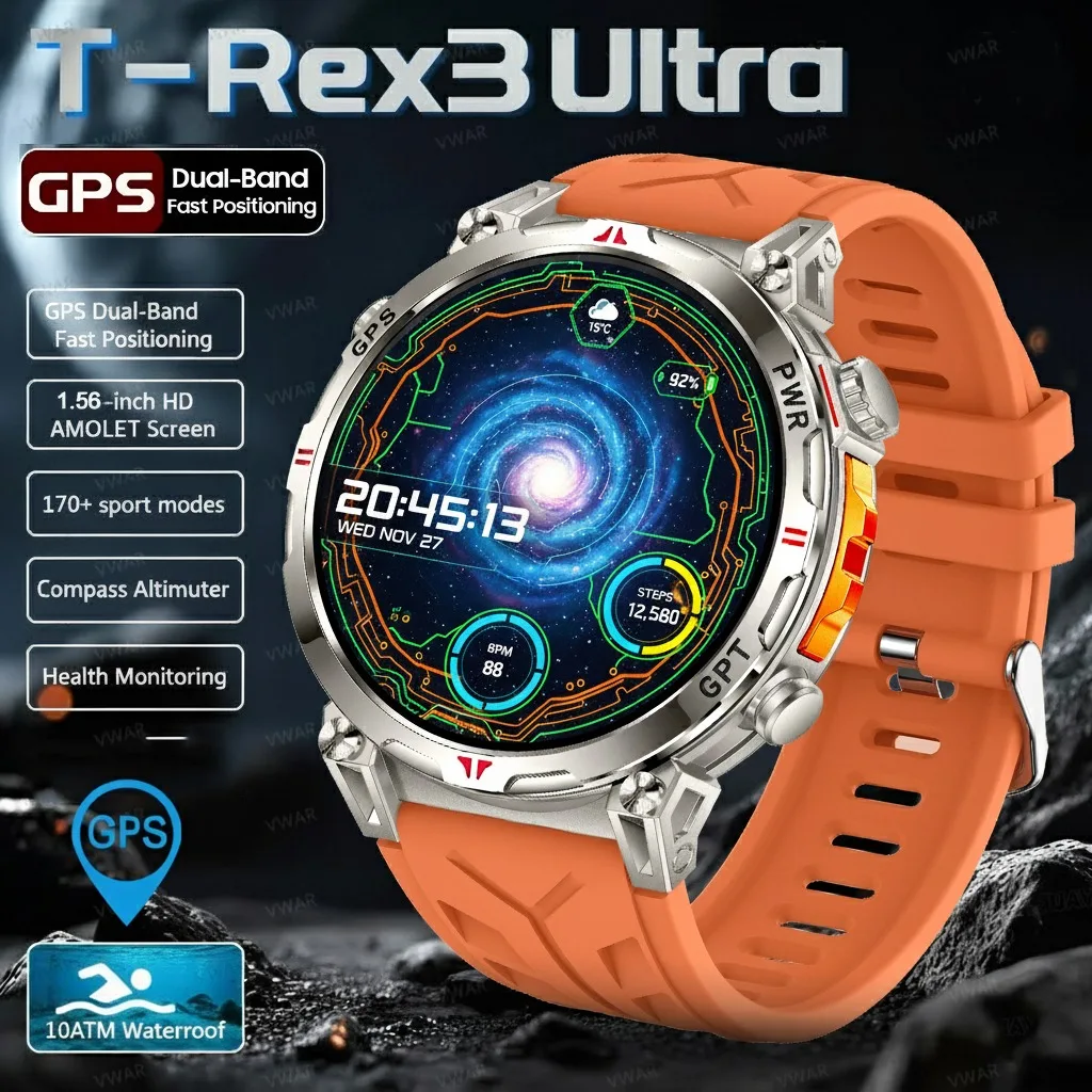 

2025 New Military Smart Watch 1.56" AMOLED Fitness Tracking 10ATM Waterproof Tactical Sport Bluetooth call Bracelet For Men