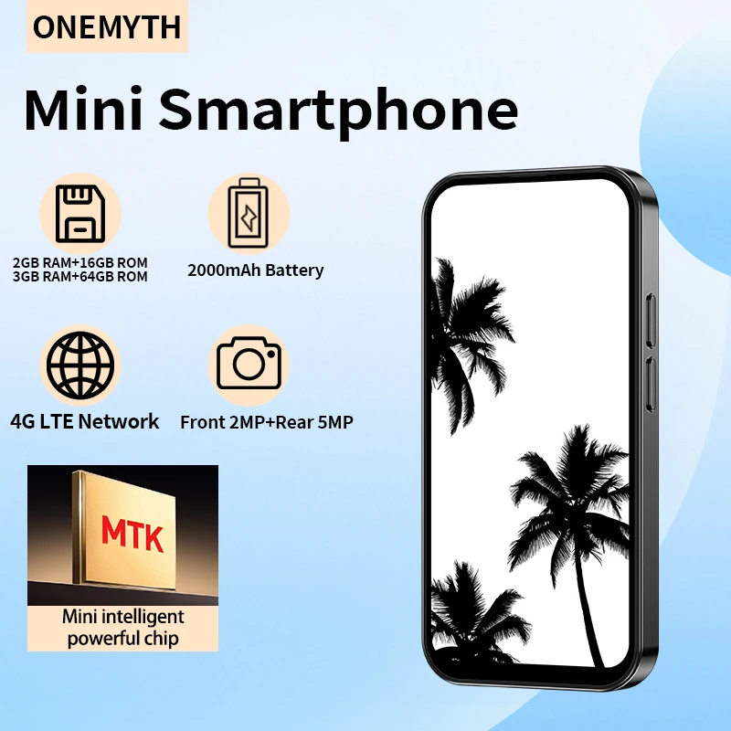 ONEMYTH M17 Pro-4.0 inch Mini Android Phone | 4G Dual SIM | 3GB+64GB | Type-C | GPS | Play Store | Face Recognition Small Phone