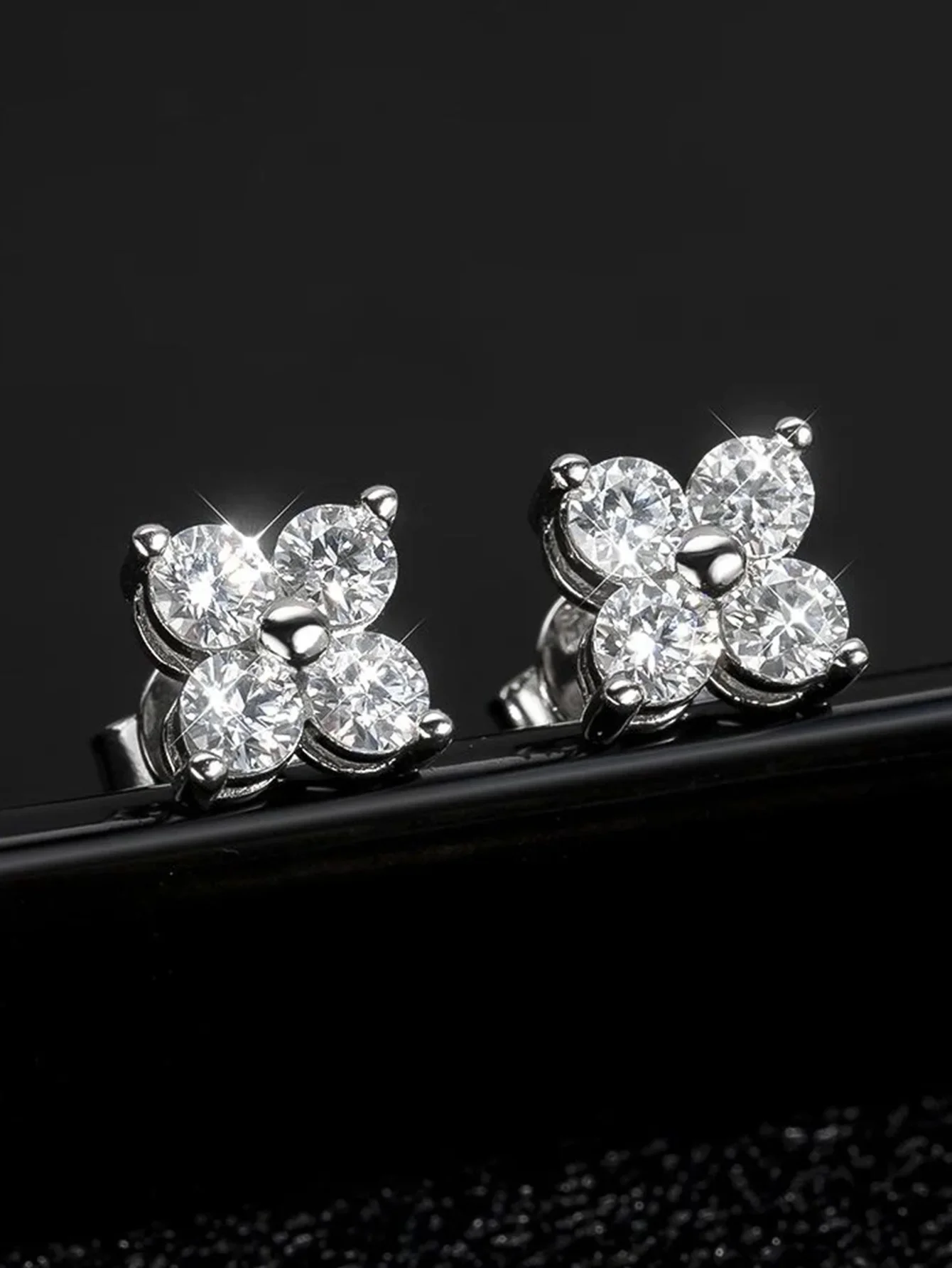 

4ct Moissanite Stud Earring Four Diamonds Stud Earrings 925 Silver Earring Engagement with Gra Certificate Fine Jewelry