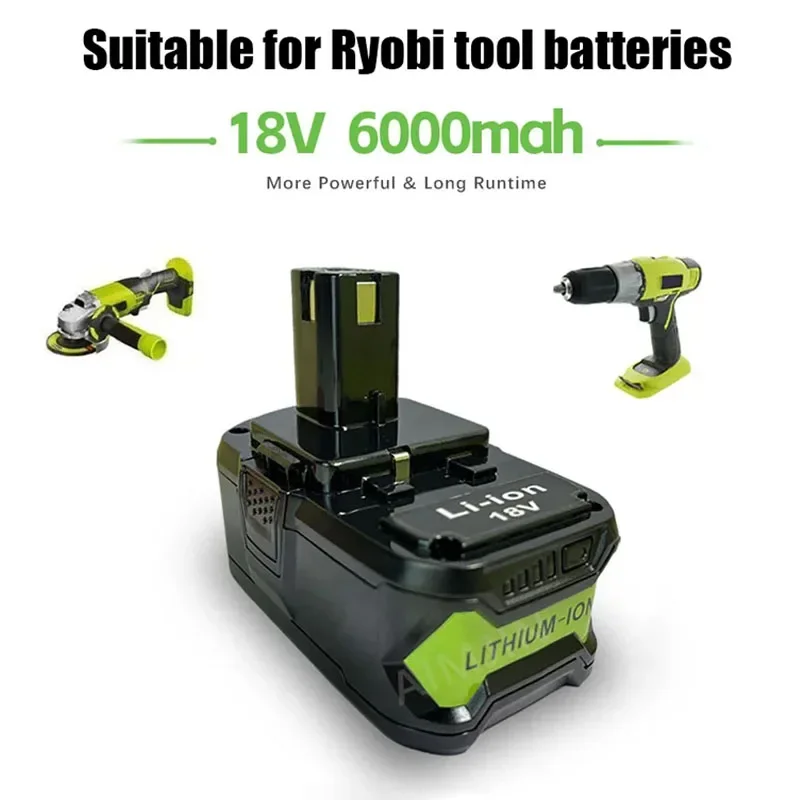 

Литий-ионный аккумулятор 18 В, 6,0 Ач, подходит для Ryobi ONE + беспроводной электроинструмент BPL1820 P108 P109 P106 P105 P104 p103 RB18L50 RB18L40