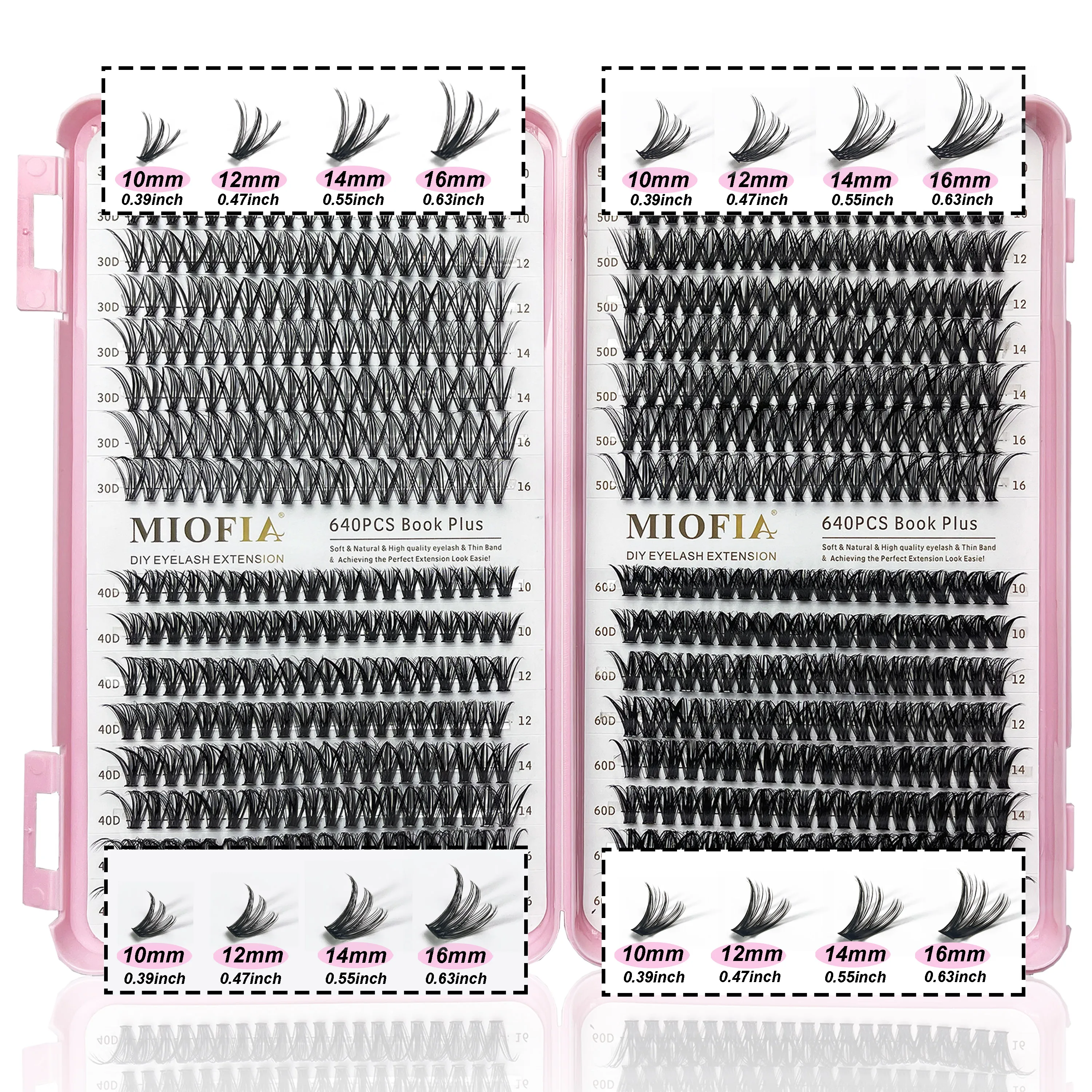 Zestaw do samodzielnego przedłużania rzęs, naturalny wygląd, puszyste, lekkie sztuczne rzęsy, 640 kępek/pudełko, pojedyncze pasma rzęs, narzędzie do makijażu