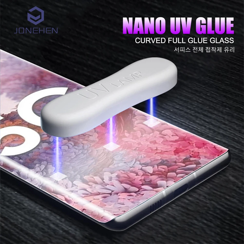 Full UV Glue Curved Tempered Glass For Samsung Galaxy S8 S9 S10 Plus S20 S21 S22 S23 Ultra Note 8 9 10 20 Screen Protector Film