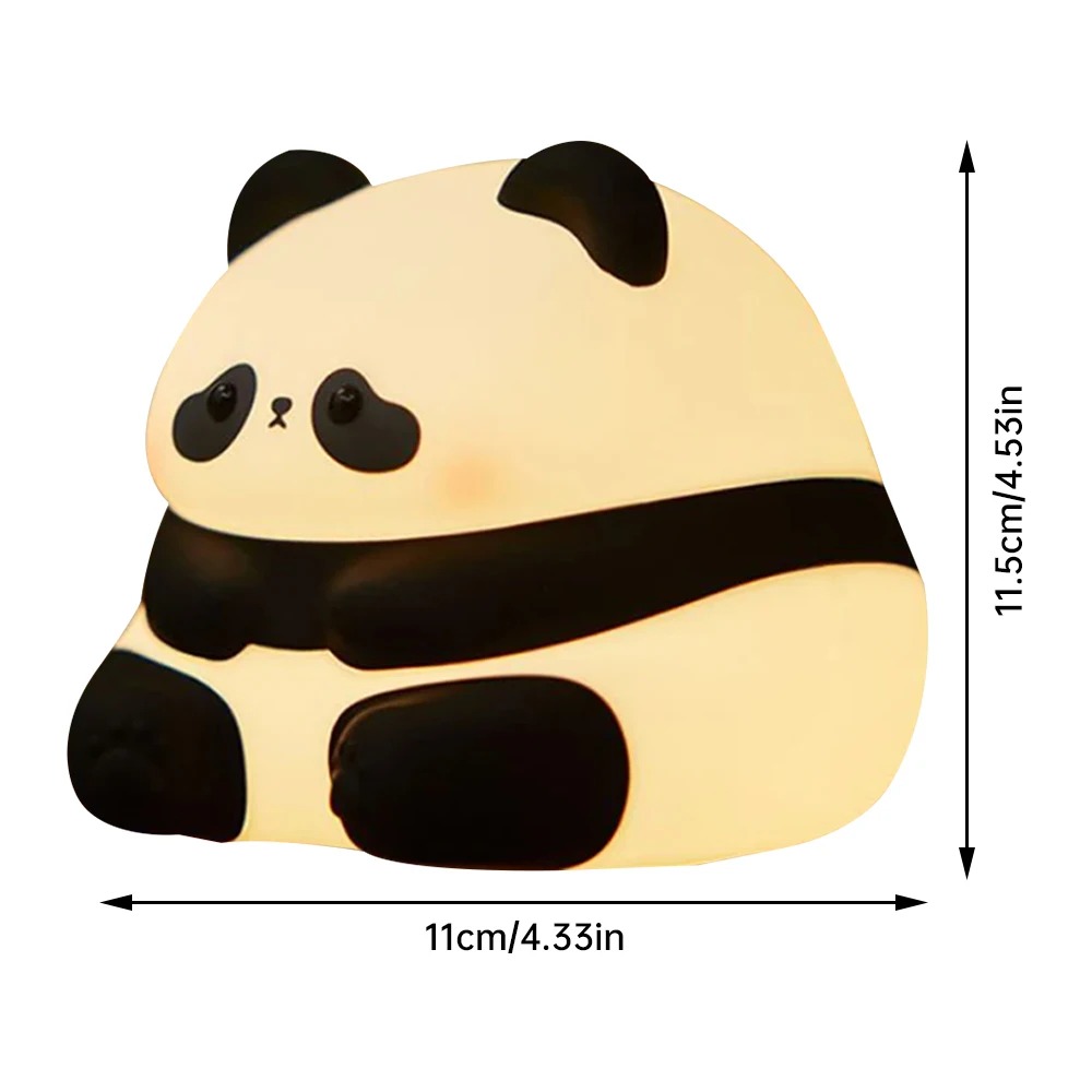 LED Panda Night Light Soft Silicone Dimming Bedside Pat Lâmpada Recarregável Timing Sono Acompanhar Luz para Presente de Natal