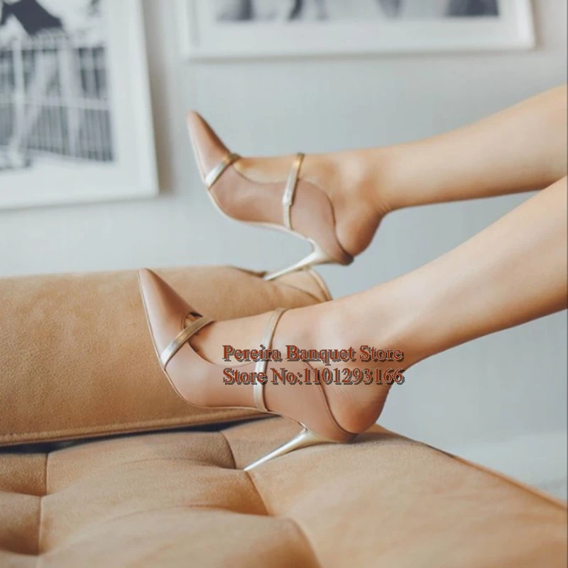 الذهب حزام أشار تو عالية الكعب البغال أسود أخضر وردي الساتان أشار تو الانزلاق على النساء الصنادل الحديثة مأدبة فستان الأحذية