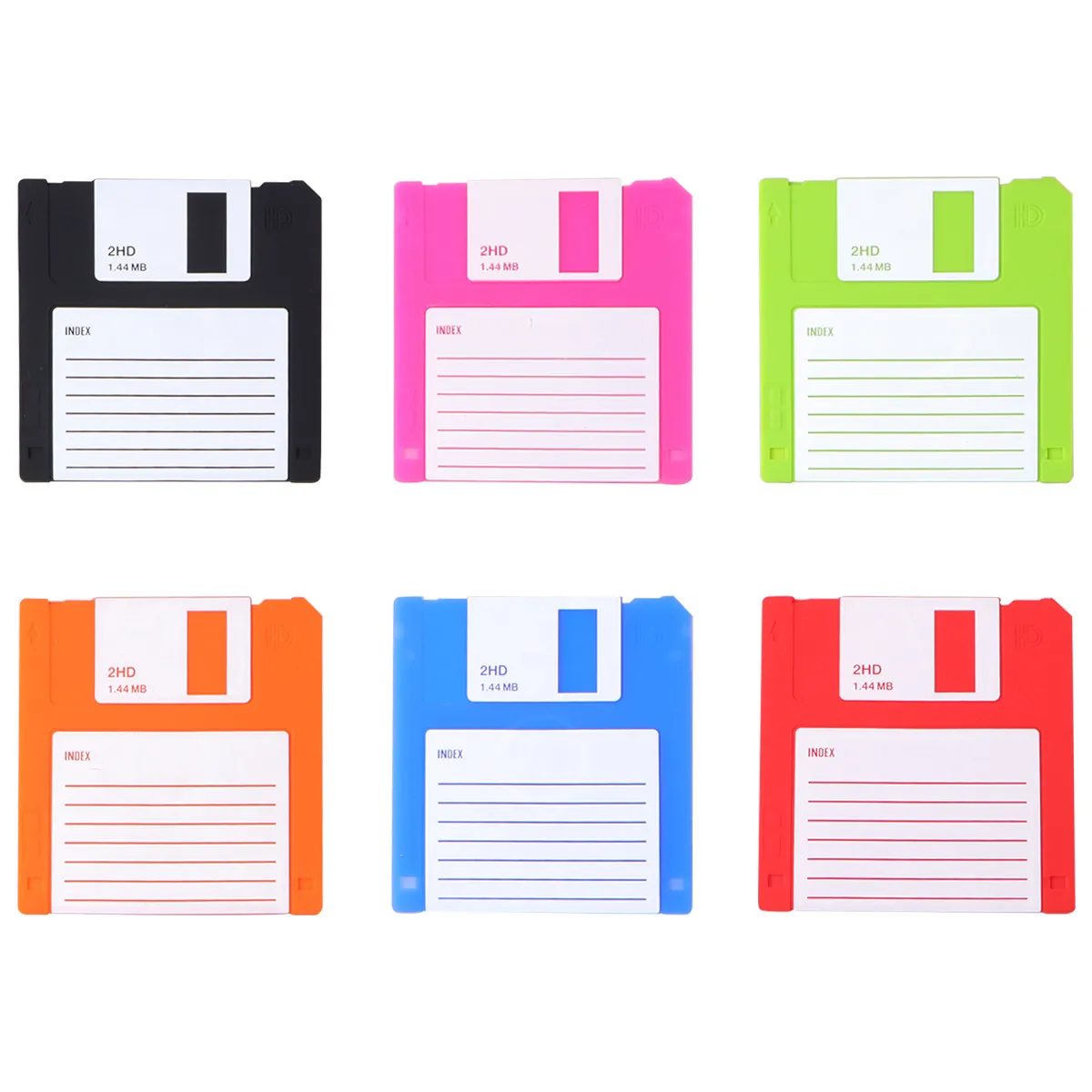 6 pcs Silicone Coasters – Floppy Disk Design, Heat Resistant & Writable, for Home, Office, Picnic